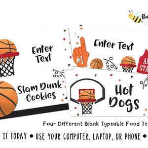 Basketball Food Labels Basketball Birthday Food Tents Basketball Sports Food Labels Ball Food Tents Digital File Busy bees Happenings
