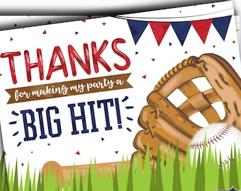 Baseball Birthday Thank You Card Rookie of the Year Thank You Little Slugger Thank You Baseball Card  Digital File Busy bee's Happenings