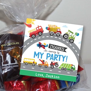 Transportation Favor Tags, Truck Birthday Tag, Cars Birthday Thank you Tag, Truck and Cars Birthday, INSTANT DOWNLOAD, Digital file, Vehicle
