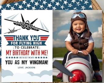 Fighter Jet Birthday Thank You Note: Airplane Pilot Party (digital or printed)