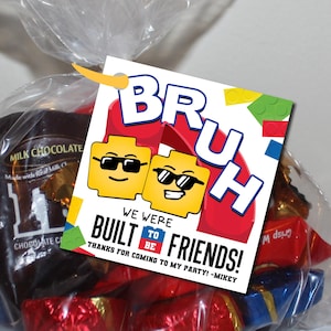 Building Block Party Favor Tags, Birthday Thank You Tags (Digital File)