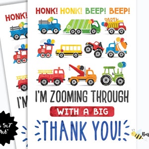 Transportation Birthday Thank You Car Birthday Thank You Truck Birthday Thank You Trucks Birthday Thanks Digital File Vehicle thank you