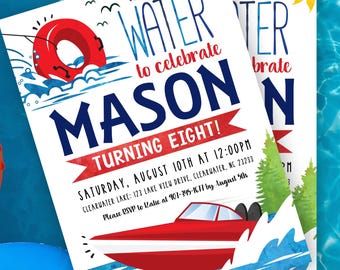 River Tubing Birthday Invitation: Editable Lake Party Template (digital or printed)