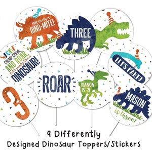 Dinosaur Cupcake Toppers T-rex Cupcake Toppers Dinosaur Decorations Triceratops Cupcake t-rex birthday Digital File Busy by bee's Happenings