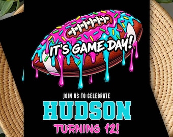 Football Drip Birthday Invitation: Ice Cream Sprinkle Drip, Editable Digital or Printed Sport Invite