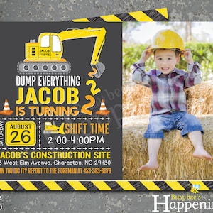 Construction Birthday Invitation Excavator birthday Invite Bulldozer Invite Construction Invitation Digital File by Busy bee's Happenings