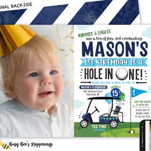 Golf Birthday Invitation Hole In One Invitation Golf Invitation Golf Invite First Birthday Invitation  Digital File Busy bee's Happenings