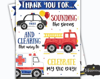 First Responders Thank You First Responsders Party Firetruck Thank You Police Thank You Alarm Thank You Digital File Busy bee's Happenings