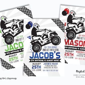 ATV Birthday Invitation 4 Wheeler Birthday Invitation Racing Birthday Invitation ATV Quad Birthday Invite Digital File Busy bee's Happenings image 1