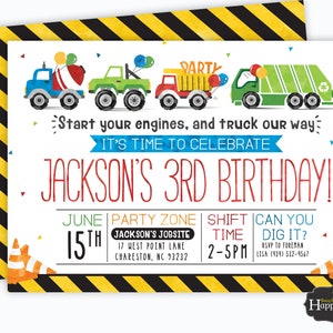 Transportation Invitation Truck Birthday Invite TRUCK INVITE Truck Birthday Party Transportation Birthday Digital File Busy bee's Happenings