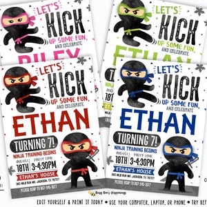 Ninja Birthday Invitation Martial Arts Invite Ninja Birthday Party Ninja Invitation Ninja Party Invite Digital File by Busy bee's Happenings