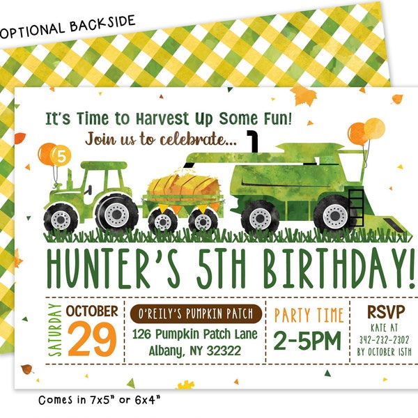 Tractor Birthday Invitation Tractor Invite Tractor Party Harvest Birthday invitation Farm Birthday invite Busy bee's Happenings Digital File