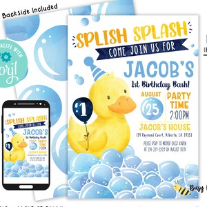 Duck Birthday Invitation Rubber Ducky Birthday Invitation First Yellow Rubber duck Birthday Birthday Digital File by Busy bee's Happenings