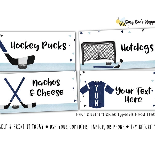 Hockey Food Tents Hockey Food Labels Sports Food Tents Hockey Stick Food Tents Skating Food Tents Ice Tent Digital File Busy Bees Happenings