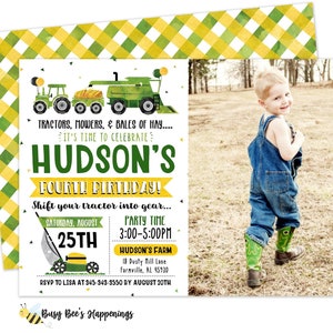 Tractor Birthday Invitation Tractor Invite Farm Birthday Invitation Green Tractor Invitation Farm Invite Busy bees Happenings Digital File