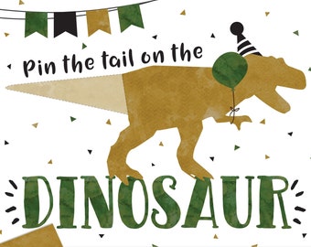 Pin The Tail on the Dinosaur Gold Dinosaur Birthday Dinosaur Birthday Games Dinosaur Decor T-rex Party Digital File Busy bee's Happenings