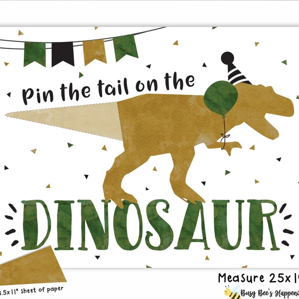 Pin The Tail on the Dinosaur Gold Dinosaurier Geburtstag Dinosaurier Spiele Dinosaurier Dekor T-rex Party Digitale Datei Busy bee's Happenings