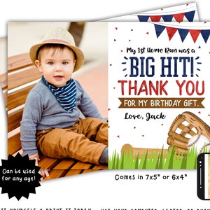 Baseball Birthday Thank You Note Rookie of the Year Thank You Note Baseball Thank You Note  Digital File Busy bee's Happenings