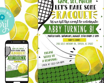 Tennis Invites Etsy