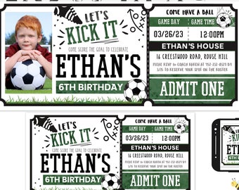 Soccer Birthday Invitation Soccer Invite Soccer Ball Birthday invite Soccer Ticket Sports Birthday Digital File by Busy bee's Happenings