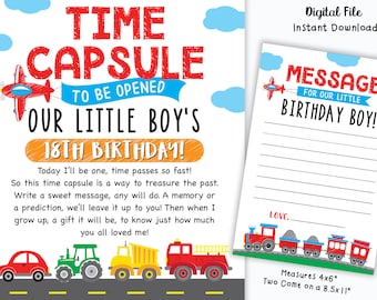 Transportation Time Capsule Truck Birthday Truck Time Capsule Transportation Birthday Digital File Busy bee's Happenings Instant Download