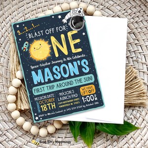 First Trip Around the Sun Astronaut Birthday Party Invitation, Editable Outer space Invitation, 1st Birthday Party Invite, Astronaut Invite