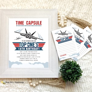 Jet Time Capsule, Top One Time Capsule Sign, First Fighter Jet Birthday, Time Capsule First Birthday, Jet Decorations, Digital File