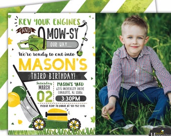 Lawnmower Birthday Invitation Tractor Birthday Invitation Lawnmower Invite Yard Tools Birthday Digital File Busy bee's Happenings