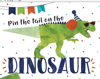 Pin the Tail on the Dinosaur Printable Birthday Party Game - Etsy