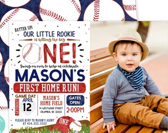 Baseball Birthday Invitation Rookie of the Year Invitation Little Slugger Invitation Baseball Invitation  Digital File Busy bee's Happenings