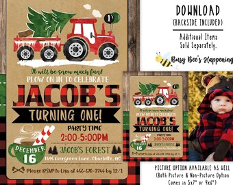 Tractor Birthday Invitation Tractor Invitation Winter Birthday Invitation Winter Farm Birthday Invite Digital File Busy bee's Happenings