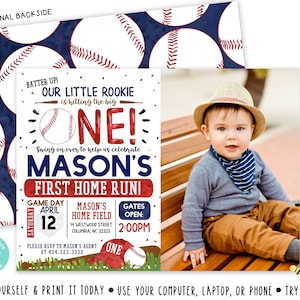 Baseball Birthday Invitation Rookie of the Year Invitation Little Slugger Invitation Baseball Invitation  Digital File Busy bee's Happenings