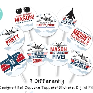 Fighter Jet cupcake toppers jet party Cupcake Toppers Jet birthday cupcake toppers Top Pilot cupcake Digital File Busy bees' Happenings