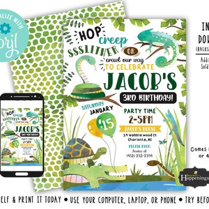 Reptile Birthday Invitation Reptile Invitation Snake Invitation Reptile Invitation Boy Birthday Digital File by Busy bee's Happenings