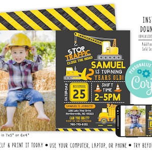 Construction Birthday Invitation Construction Invitation Construction Party Construction Invite Digital File by Busy Bee's Happenings