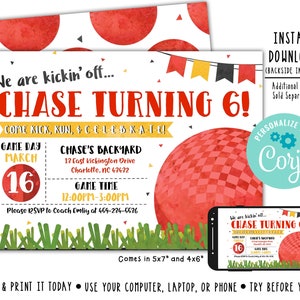 Kickball Birthday Invitation Dodge Ball Birthday Invitation Kick Ball Party Dodge Ball Party Ball Invite Digital File Busy bee's Happenings