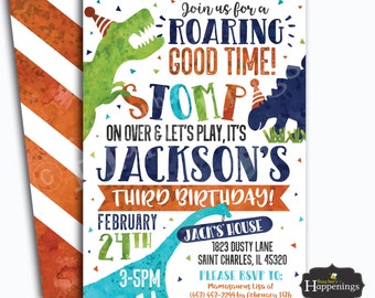 Dinosaur Birthday Invitation Watercolor Dinosaur Invite Dinosaur Invite t-rex birthday invitation Digital File Busy bee's Happenings