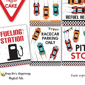 Race Car Birthday Party Signs: Racetrack Decor (Instant Download, PDF)