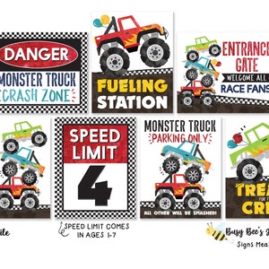 Monster Truck Birthday Monster Truck Signs Signs Monster Truck Decoration Truck Birthday Digital File Busy bee's Happenings Instant Download