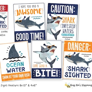 Shark Birthday Signs, Shark Party Decorations, Shark Pool Birthday Signs, Orange Shark Attack Birthday Decor, Ocean Birthday Digital File