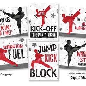 Karate Birthday Party Signs: Ninja Martial Arts Decor (Digital File)