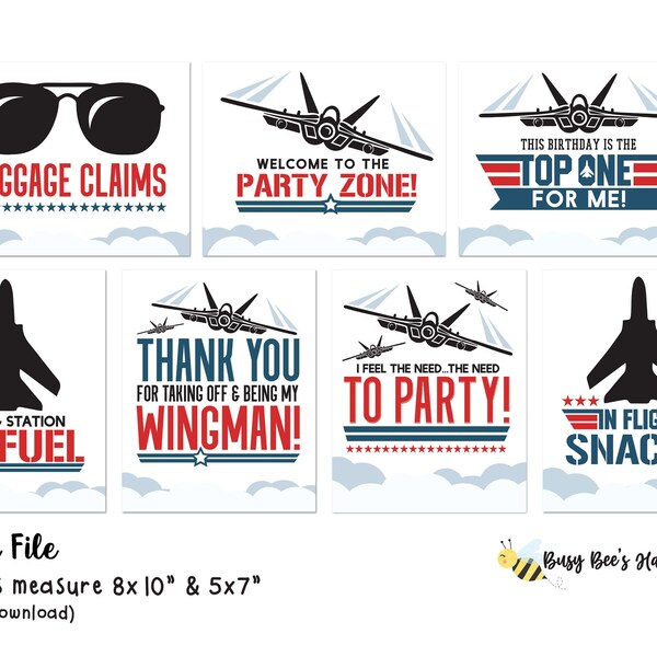 Jet Birthday Signs Top one Signs Jet Party Signs Fighter Jet Signs Jet Birthday Signs Jet Birthday Pilot Digital File BusybeesHappenings