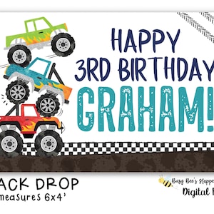 Monster Truck Birthday Banner Monster Truck Backdrop Monster Truck Birthday Backdrop Monster Truck Party  Digital File busy bee&#39;s Happenings