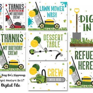 Lawnmower Birthday Signs Tractor Birthday signs Push mower birthday signs Yard Tools Birthday signs Digital File Busy bee&#39;s Happenings