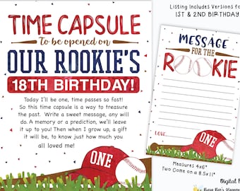 Baseball Time Capsule First Birthday Time Capsule Rookie of the Year Time Capsule Little Slugger Digital File by Busy bee's Happenings