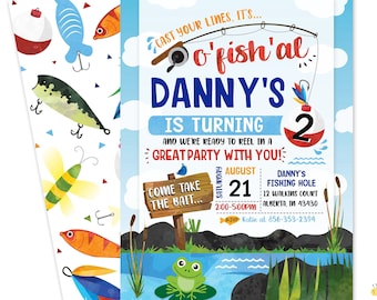 Fishing Birthday Invitation Second Birthday Fishing Invite Fishing Invite Second Fishing Birthday Invite Digital File Busy bee's Happenings