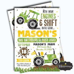 Tractor Birthday Invitation Tractor Invite Farm Birthday Invitation John Deere Tractor Invitation by Busy bee's Happenings Digital File