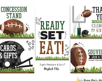 Sports Birthday Signs Football Birthday Signs Football Decor Sports Party Football Party Signs Ball Party Digital File Busy bees Happenings