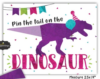 Pin The Tail on the Dinosaur Dinosaur Birthday Dinosaur Birthday Games Dinosaur Decorations T-rex Party Digital File Busy bee's Happenings