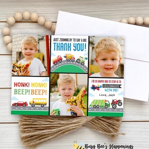 Transportation Birthday Thank You, Car Thank You, Truck Thank You, Vehicle Birthday, Toy Cars Birthday Card, Printable truck car theme